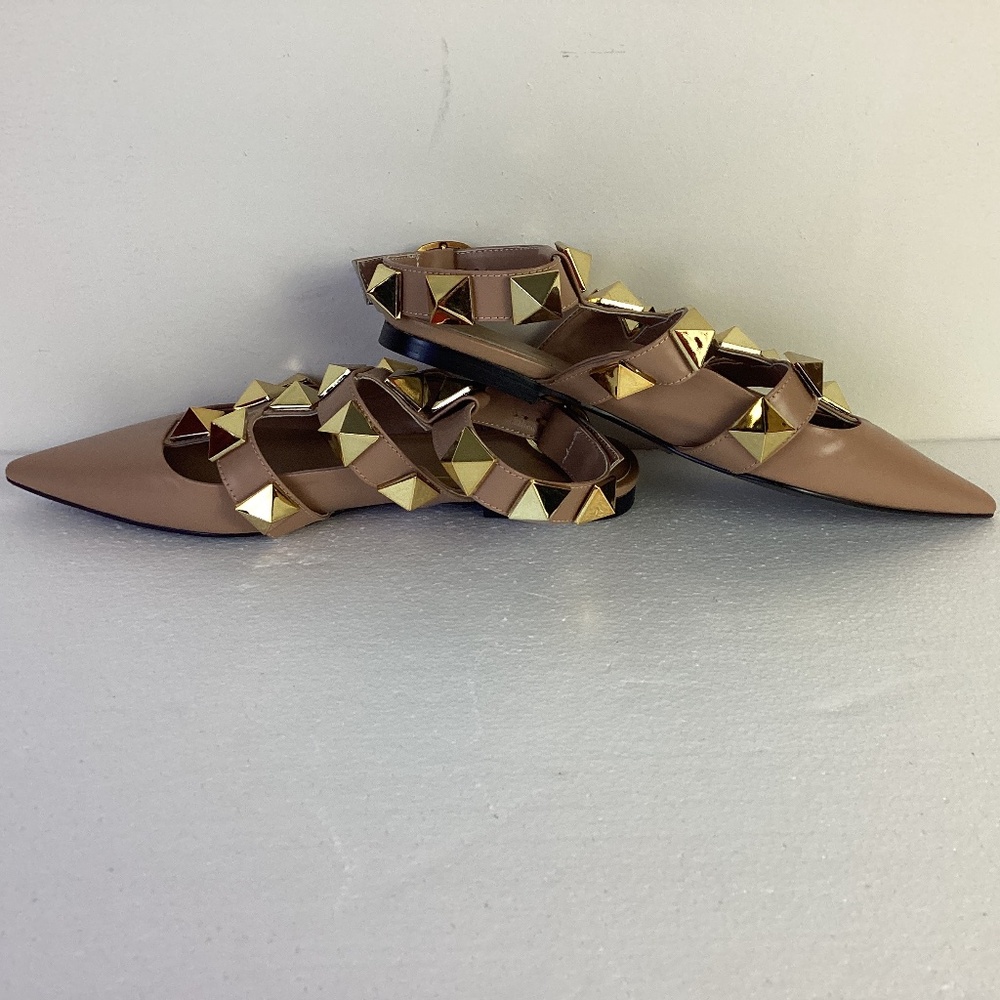 Valentino Garavani New Roman stud Rose Gold Gladiator Point toe Sandals Sz 37 - Picture 7 of 9
